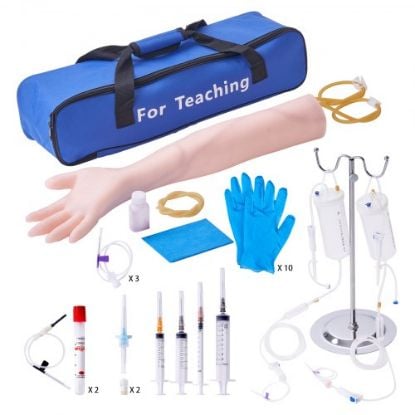 Picture of VEVOR Intravenous Practice Arm Kit Made of PVC, Latex Material Phlebotomy Arm with Infusion Stand, Practice Arm for Phlebotomy with a Storage Handbag, IV Practice Arm Kit for Venipuncture Practice