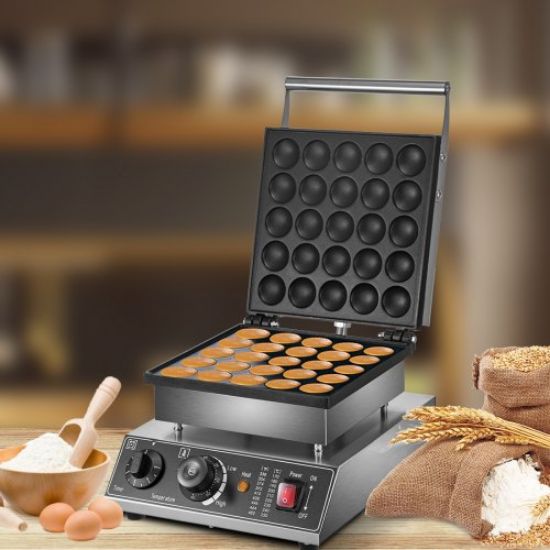 Picture of VEVOR Mini Dutch Pancake Maker, 1.7-Inch Diameter Mini Pancake Poffertjes Machine Electric Poffertjes for 25PCs Round Pancakes, 850W Commercial Pancake Maker, 50-300℃ Poffertjes Maker, Stainless Steel