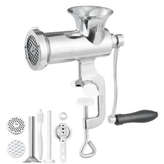 Picture of VEVOR Meat Grinder Manual 304 Stainless Steel Hand Operated Meat Grinder Multifunctional Crank Sausage Maker Coffee Powder Grinder for Household for Beef Chicken Pepper Mushroom Coffee