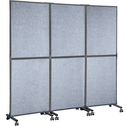 Picture of VEVOR Acoustic Room Divider 72" x 66" Office Partition Panel 3 Pack Office Divider Wall Steel Blue Office Dividers Partition Wall Polyester & 45 Steel Cubicle Wall Reduce Noise and Visual Distractions