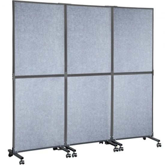 Picture of VEVOR Acoustic Room Divider 72" x 66" Office Partition Panel 3 Pack Office Divider Wall Cool Gray Office Dividers Partition Wall Polyester & 45 Steel Cubicle Wall Reduce Noise and Visual Distractions