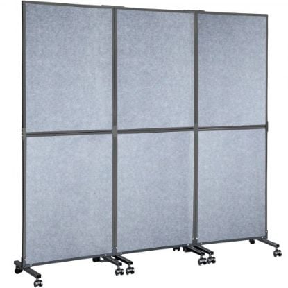 Picture of VEVOR Acoustic Room Divider 72\" x 66\" Office Partition Panel 3 Pack Office Divider Wall Light Gray Office Dividers Partition Wall Polyester & 45 Steel Cubicle Wall Reduce Noise and Visual Distractio