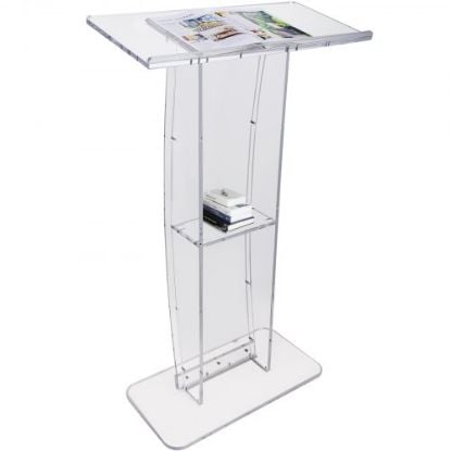 Picture of VEVOR Acrylic Podium 45" Tall Plexiglass Podium 26.8"x15" Table Acrylic Pulpits for Churches with 8 mm Thick Acrylic Board Acrylic Podiums and Lecterns Design for Lecture Recital Speech & Presentation