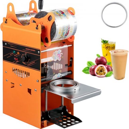 Picture of VEVOR Manual Tea Cup Sealer Machine, 300-500 Cup/h Manual Boba Tea Sealer Machine, Blue Boba Tea Sealing Machine, 90/95mm Cup Diameter Cup Sealing Machine with Heating Technology for Bubble Milk Tea