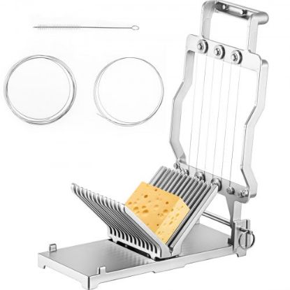 Picture of VEVOR Cheese Cutter With Wire 1 cm & 2 cm Cheeser Butter Cutting Blade Replaceable Cheese Slicer Wire, Aluminum Alloy Commercial Cheese Slicer with 304 Stainless Steel Wire Kitchen Cooking Baking Tool