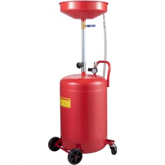 Picture of VEVOR Waste Oil Drain Tank 20 Gallon Portable Oil Drain Air Operated Drainer Oil Change, Oil Drain Container, Fluid Fuel Transfer Drainage Adjustable Funnel Height, with Wheel for Easy Oil Removal