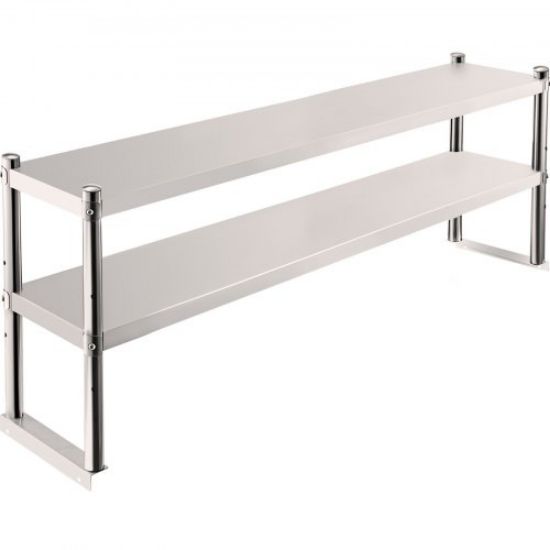 Picture of VEVOR Double Overshelf, Double Tier Stainless Steel Overshelf, 48 x 12 x 24 in Double Deck Overshelf, Height Adjustable Overshelf for Prep & Work Table in Kitchen, Restaurant