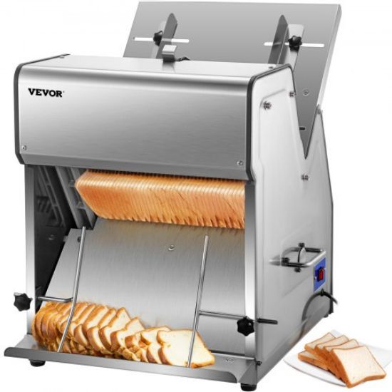 Picture of VEVOR Commercial Toast Bread Slicer, 12mm Thickness Electric Bread Cutting Machine, 31PCS Commercial Bakery Bread Slicer, 110V Toast Cutter Cutting Machine, Bread Cutter for Bread Sheet Cutter Cutting