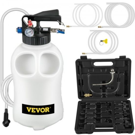 Picture of VEVOR Transmission Fluid Pressure Bleeder, 7.5 L Large Capacity Transmission Oil Replacement Tool Set with 8 PCS ATF Filler Adapters, Transmission Oil Replacement Kit for Most Cars with Pressure Gauge