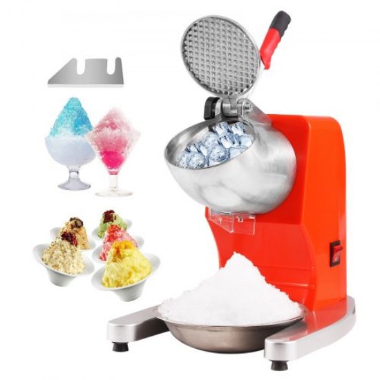 Picture of VEVOR 110V Electric Ice Shaver Crusher,300W 1450 RPM Snow Cone Maker Machine with Dual Stainless Steel Blades 210LB/H, Shaved Ice Machine with Ice Plate & Additional Blade for Home and Commercial Use