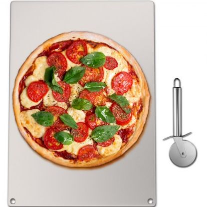 Picture of VEVOR Steel Pizza Stone, Solid Steel Baking Steel, 16" x 14" Steel Pizza Plate, 0.2" Thick Steel Pizza Pan, High-Performance Pizza Steel for Grill and Oven, Baking Surface for Oven Cooking and Baking