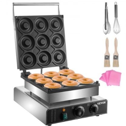 Picture of VEVOR Electric Donut Maker, 9 Holes Commercial Donut Machine, 2000W Electric Doughnut Machine, Double-Sided Heating Commercial Donut Maker, for Home & Commercial Use with Non-stick Teflon Coating