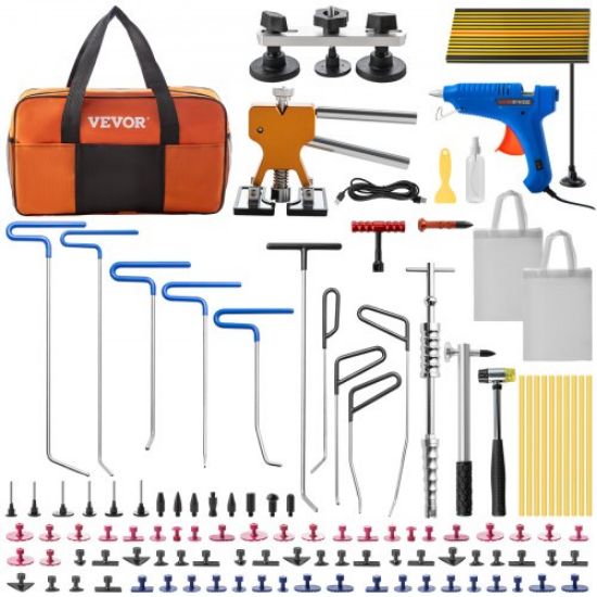 Picture of VEVOR Dent Removal Tool, 89 Pcs Paintless Dent Repair Tools, Led Baffle Board Car Dent Repair Kit, Glue Puller Tabs Dent Puller Kit for Auto Dent Removal, Minor Dents, Door Dings and Hail Damage