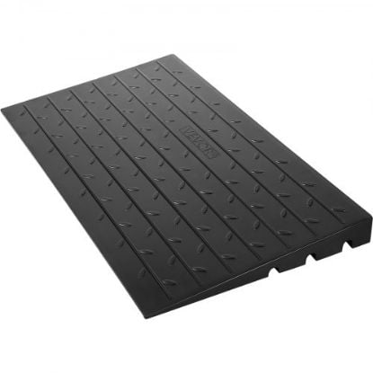 Picture of VEVOR Rubber Threshold Ramp, 2.6" Rise Threshold Ramp Doorway, 3 Channels Cord Cover Rubber Solid Threshold Ramp, Transitions Rubber Angled Entry Rated 2200Lbs Load Capacity for Wheelchair and Scooter