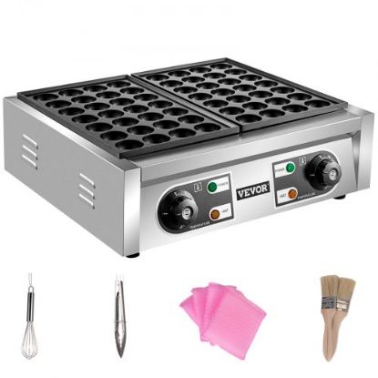 Picture of VEVOR Commercial Takoyaki Maker, 56PCs Japanese Octopus Fish Ball Machine, 2kW Heating Takoyaki Grill Maker, Octopus Meatball Machine w/ 2 Non-Stick Plates, Fish Ball Maker w/ Independent Temp Control