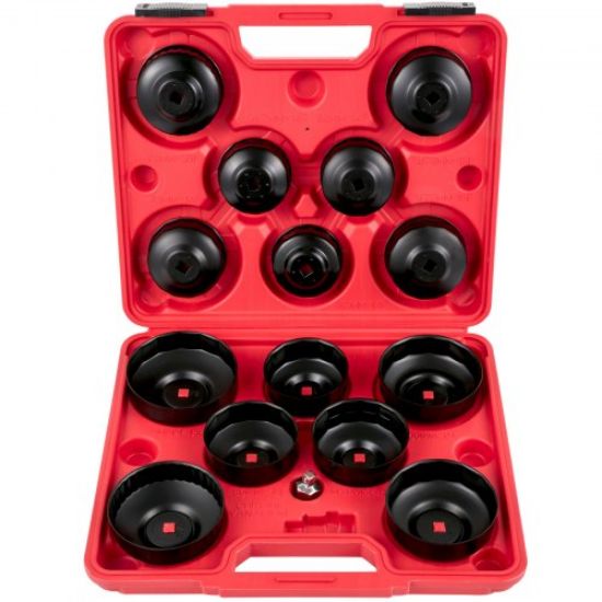 Picture of VEVOR Oil Filter Socket Set, 30 Pcs Oil Filter Wrench Set, Sturdy Steel Oil Filter Socket, 3/8" Oil Filter Socket, Low Profile Oil Filter Socket Set For Easy Access, Oil Filter Wrench Cap Set w/ Case