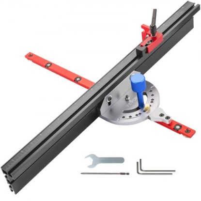 Picture of VEVOR Precision Miter Gauge, 24" Aluminum Table Saw Miter Gauge w/ 60 Degree Angled Ends for Max. Stock Support and a Repetitive Cut Flip Stop, Miter Saw Fence w/Laser Marking Scale