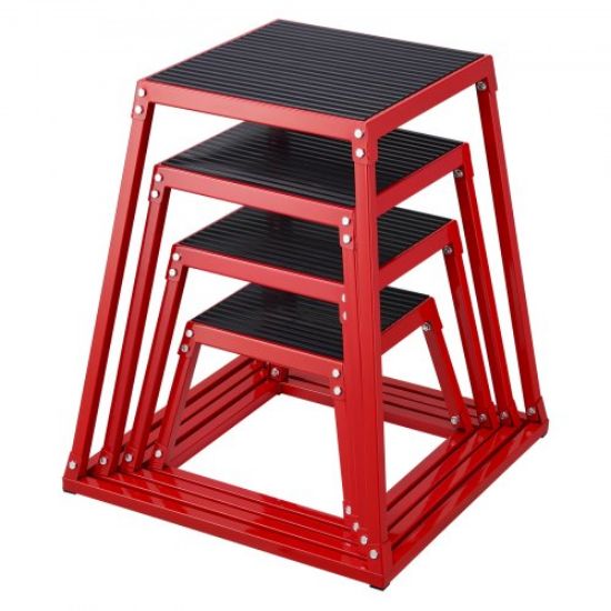 Picture of VEVOR Plyometric Platform Box Fitness Exercise Jump Box Step Plyometric Box Jump for Exercise Fit Training (12/18/24/Red) (12'' Height)