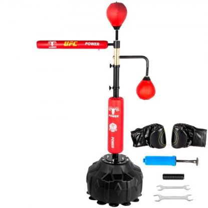 Picture of VEVOR Boxing Speed Trainer, Punching Bag Spinning Bar, Training Boxing Ball with Reflex Bar & Gloves, Solid Speed Punching Bag Free Standing, Adjustable Height, for Man, with Two Ball