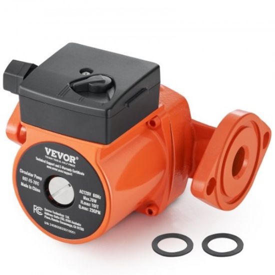 Picture of VEVOR Hot Water Recirculating Pump, 120W 110V Water Circulator Pump, Automatic Start Circulating Pump NPT 3/4\" with Brass Fittings, Stainless Steel Head, 2 Speed Control for Electric Water Heater Sys