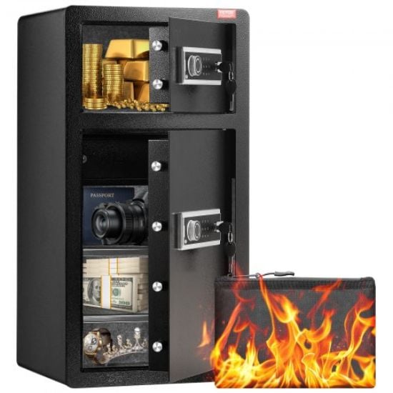 Picture of VEVOR Safe Box, 0.8 CU.FT Fingerprint Safe Box for Money w/ 2 Keys & Digital Keypad, Q235 Steel Safe Box for Storing Cash, Jewelry, Pistols, Documents, Watches in Home & Office & Hotel