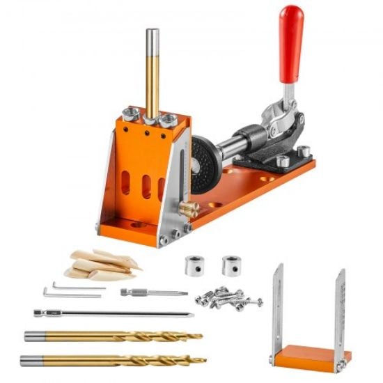 Picture of VEVOR Pocket Hole Jig Kit, M4 Adjustable & Easy to Use Joinery Woodworking System, Professional and Upgraded Aluminum, Wood Guides Joint Angle Tool w/Drill Bit Hex Key Screws for DIY Carpentry