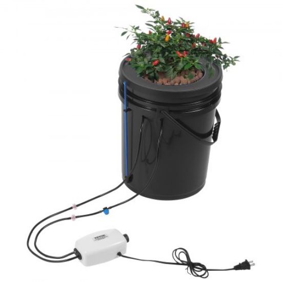 Picture of VEVOR DWC Hydroponic System, 5 Gallon 8 Buckets, Deep Water Culture Growing Bucket, Hydroponics Grow Kit with Pump, Air Stone and Water Level Device, for Indoor/Outdoor Leafy Vegetables