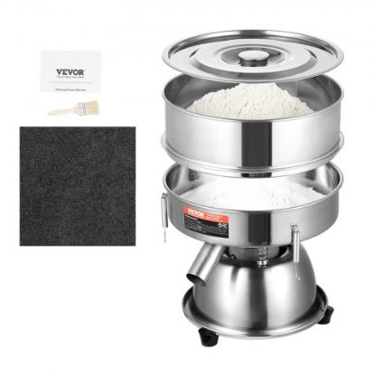 Picture of VEVOR Automatic Sieve Shaker Included 12 Mesh + 80 Mesh Flour Sifter Electric Vibrating Sieve Machine 110V 50W Sifter Shaker Machine 1150 r/min for Rice & Herbal Powder Particles