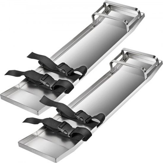 Picture of VEVOR Concrete Knee Boards 30'' x 8'' Slider Knee Boards, Kneeler Board Stainless Steel Kneeboards, Concrete Sliders Pair Moving Sliders, w/Concrete Board Straps for Cement and Concrete Finishing