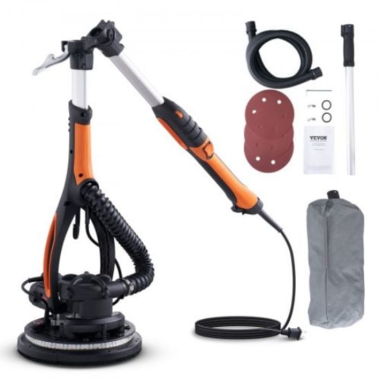 Picture of VEVOR Drywall Sander 850W Electric Drywall Sander Foldable Sheetrock Sander with Telescope Handle, Electric Sander Variable Speed 800-1750RPM, Wall Sander with LED Lights and Vacuum Bag, 6 Sand Pad