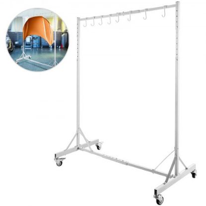 Picture of VEVOR Painting Rack 5ft-7ft Adjustable Height, Automotive Paint Stand 8 Hooks, Auto Body Stand for Hoods Doors, Painting Drying Rack w/ 4 Swiveling Wheels, Paint Rack Stand, Automotive Tool, Red