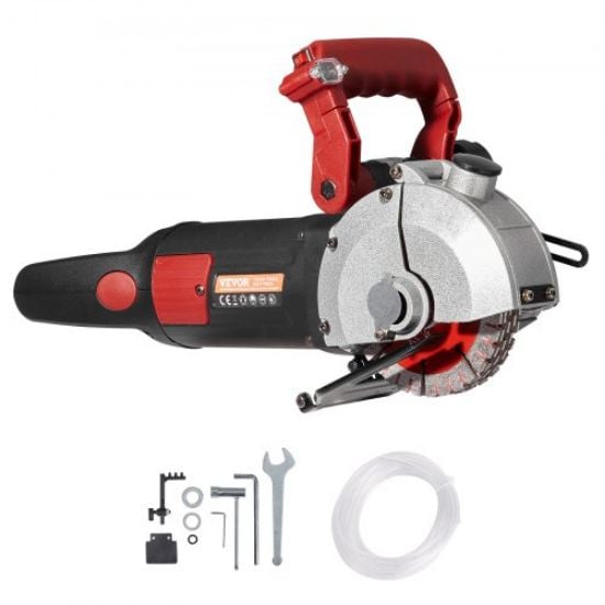 Picture of VEVOR 4800W Wall Chaser 42 mm Cutting Width,Wall Groove Cutting Machine 41MM Cutting Depth,Wall Slotting Machine With 8 Saw Blades 5" Diameter 6200r/Min,One-time Forming Dustless