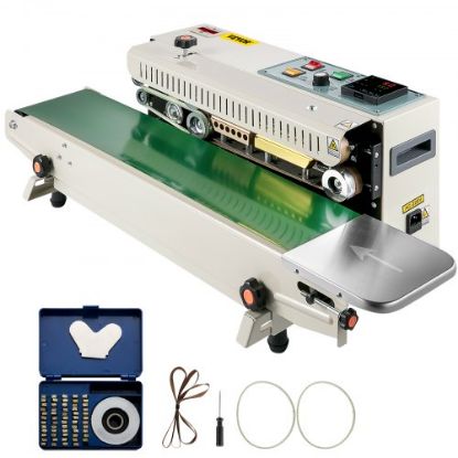 Picture of VEVOR Continuous Bag Band Sealing Machine FR900K Band Sealer Machine with Digital Temperature Control Horizontal Bag Sealer for 0.02-0.08 mm Plastic Bags Continuous Band Sealer w/ Printing Function