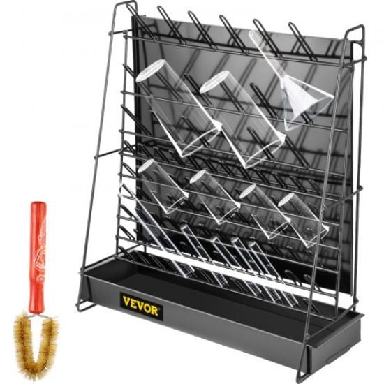 Picture of VEVOR Drying Rack for Lab, 90 Pegs Lab Glassware Rack Steel Wire Glassware Drying Rack Wall-Mount/Free-Standing Detachable Pegs Lab Glass Drying Rack Black Cleaning Frame for School Laboratory