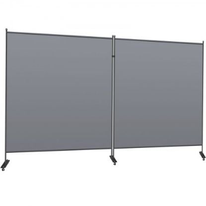 Picture of VEVOR Office Partition 142\" W x 14\" D x 72\" H Room Divider Wall 2-Panel Office Divider Folding Portable Office Walls Dividers with Non-See-Through Fabric Room Partition Gray for Room Office Restaur