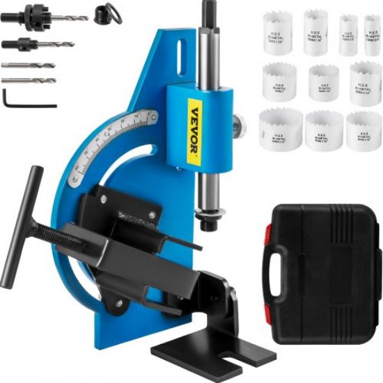 Picture of VEVOR Tube Notcher Kit 60 Degree Pipe Tubing Notcher w/18 Pc Bi-Metal Hole Saw 3/4" -3-1/4" with Case Tubing and Pipe Notcher 4 Drills Tube Notcher Tool for cutting holes through Metal, Wood, Plastic.