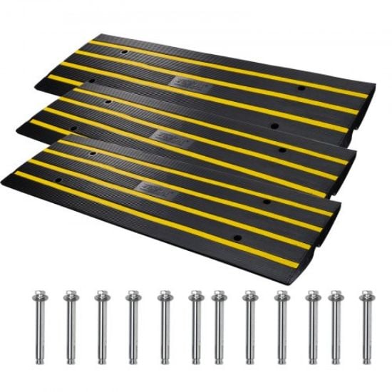 Picture of VEVOR Curb Ramp, 1 Pack Rubber Driveway Ramps, Heavy Duty 32000 lbs Weight Capacity Threshold Ramp, 2.6 inch High Curbside Bridge Ramps for Loading Dock Garage Sidewalk, Expandable Full Ramp Set