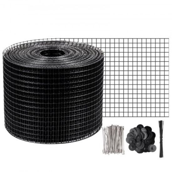 Picture of VEVOR Solar Panel Bird Wire, 6inch x 98ft Critter Guard Roll Kit, Solar Panel Guard w/ 100pcs Stainless Steel Fasteners, 50pcs Tie Wires, Removable PVC Coated Wire for Squirrel Bird Critters Proofing