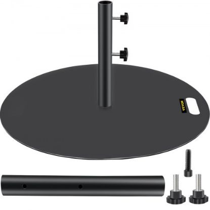 Picture of VEVOR Umbrella Base, 27" Round Umbrella Base, 39lbs Umbrella's Holder Stand, Cast Iron Umbrella Base for 1.5-1.875" Umbrella Pole Market Umbrella Base with 14" Height Pipe for Yard/Garden/Deck