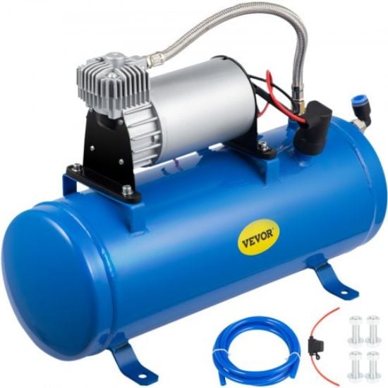 Picture of VEVOR 12V Train Horn Air Compressor with Tank 150PSI Air Car Compressor Portable Tire Inflator with 6 Liter Tank 1.6 Gallon for Train Horns Motorhome Tires