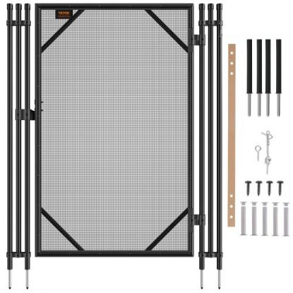 Picture of VEVOR Sentry Security Pool Fence 4x48 ft Removable Pool Fence Hole Size 1.1x 3.5 in Pool Fences for In-ground Pools 44 Sleeves Pool Fence DIY by Life Saver Fencing Section Kit Black