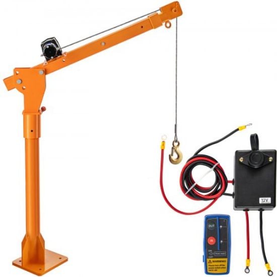 Picture of VEVOR Davit Crane, 2200 lbs Truck Crane, Wireless Remote Control Dock Crane, 12V 360° Swivel Electric Crane for Truck, Crane Hitch for Lifting Goods in Construction, Forestry, Factory, and Transport