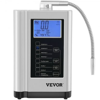 Picture of VEVOR Water Ionizer Machine, 7 Water Settings, Alkaline Acid Home Filtration System w/ 3.8" LCD Touch Panel, pH3.5-10.5 Kangen Water w/ 6000L Replaceable Filter, up to 1000PPM TDS & -500mV ORP, Silver