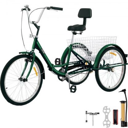 Picture of VEVOR Tricycle Adult 24’’ Wheels Adult Tricycle 7-Speed 3 Wheel Bikes For Adults Three Wheel Bike For Adults Adult Trike Adult Folding Tricycle Foldable Adult Tricycle 3 Wheel Bike Trike For Adults