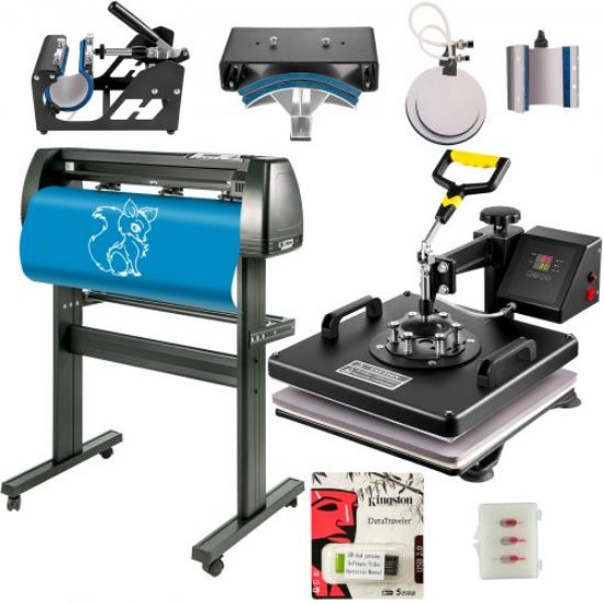 Picture of 8 In 1 Heat Press 12"x15" Transfer Machine 53" Vinyl Cutter/plotter Cutting Diy