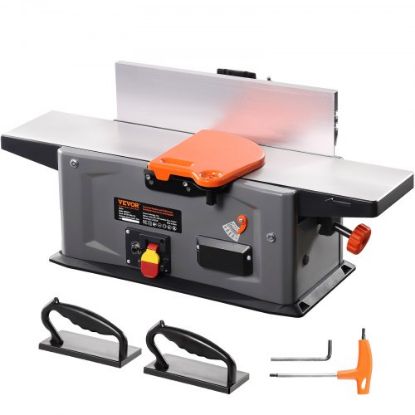 Picture of VEVOR Woodworking Benchtop Jointers 6inch with 1650W Motor,Heavy Duty Benchtop Planer Precise Cutterhead 2000rpm ,2 Push Blocks Fence Depth Scale,Large Aluminum Work Table for Woodworking