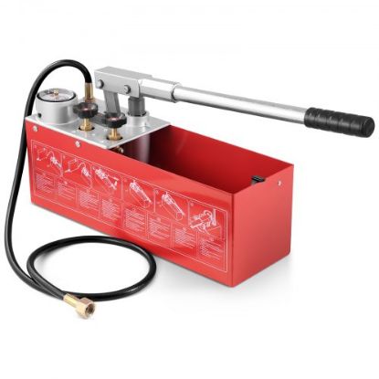 Picture of VEVOR Hydrostatic Pressure Test Pump, Test Up to 25 bar/2.5 MPa, 3.2 Gallon Tank, Hydraulic Manual Water Pressure Tester Kit w/ Two-Unit Gauge & R 1/2" Connection, for Pipeline Fluid Pressure Testing