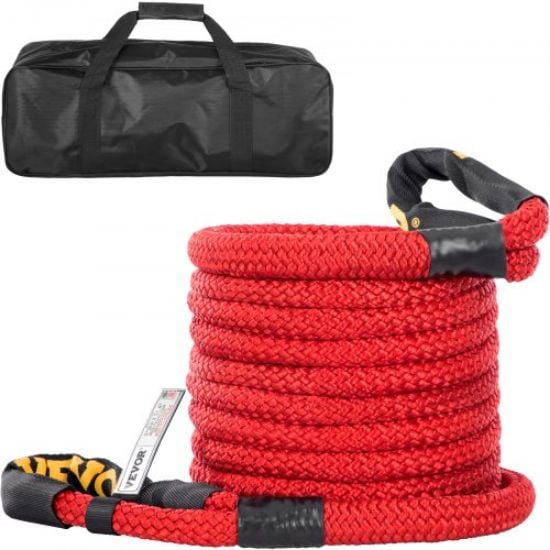 Picture of VEVOR 1-1/4" x 31.5' Kinetic Recovery & Tow Rope, 52,300 lbs, Heavy Duty Nylon Double Braided Kinetic Energy Rope, for Truck Off-Road Vehicle ATV UTV, Carry Bag Included, Black