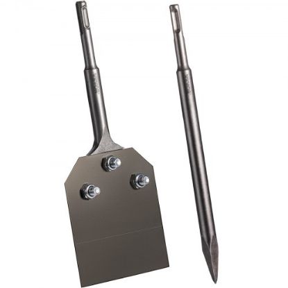 Picture of VEVOR Clay Spade, 3.9" x 9.5" SDS Plus Shank, 40Cr Steel Jackhammer Bit for Electric Demolition Jack Hammer w/Point Chisel, Trenching and Digging Shovel Bit for Clay, Gravel, Frozen Soil