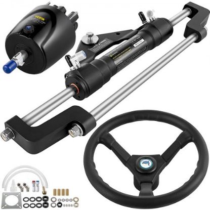 Picture of VEVOR Hydraulic Outboard Steering Kit 300HP, Hydraulic Steering Kit Helm Pump,Hydraulic Boat Steering Kit with 22 Feet Hydraulic Steering Hose for Boat Steering System